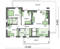 Проект простого одноэтажного коттеджа площадью 120 кв.