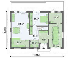 Проект класичного котеджу площею 205 м² з гаражем