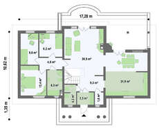 Проект будинку площею 234 м² чотирьохскатним дахом