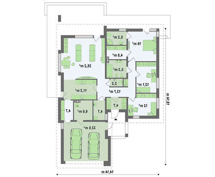 Проект одноповерхового класичного котеджу площею 172 кв.м з гаражем та мансардою