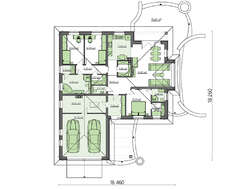 Проект одноповерхового будинку з великим гаражем для двох автомобілів