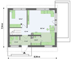 Проект невеликого будинку з мансардою і двосхилим дахом