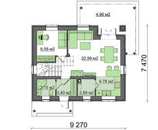 Проект маленького будинку з мансардою на 90 m²
