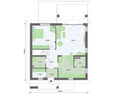 Проект класичного котеджу середніх розмірів з двосхилим дахом