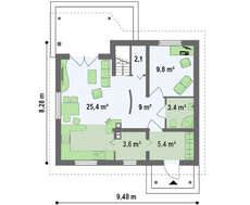 Проект бюджетного простого котеджу з мансардою