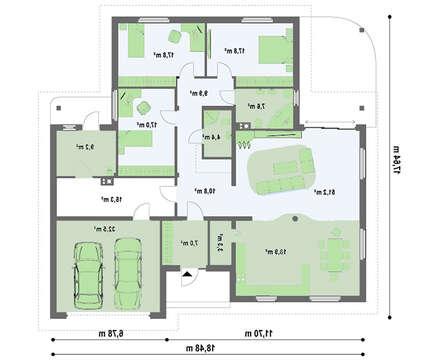 Проект одноповерхового будинку з гаражем для 2 машин