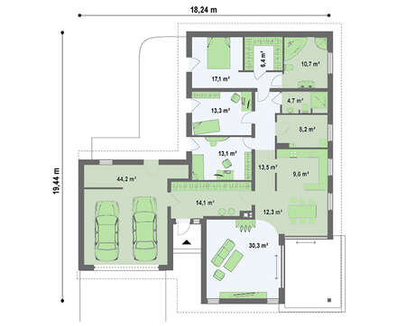 Проект одноповерхового будинку в скандинавському стилі