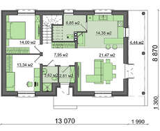 Проект класичного 1,5-поверхового котеджу