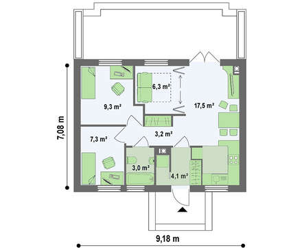 Проект дачного будинку площею 50 кв.м.