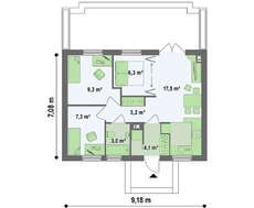 Проект дачного будинку площею 50 кв.м.