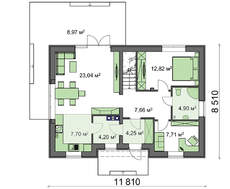 Проект мансардного класичного будинку площею 155 кв.
