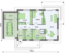 Проект комфортного класичного одноповерхового будинку з гаражем