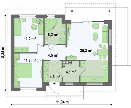 Проект простого недорогого одноповерхового будинку
