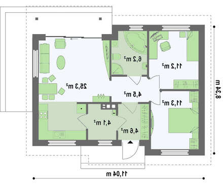 Проект простого недорогого одноповерхового будинку