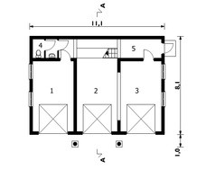 Проект гаражної будівлі на 3 паркувальних місця з горищем
