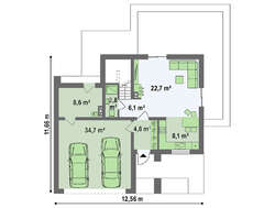 Проект невеликого двоповерхового будинку з плоскою покрівлею