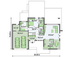 Проект сучасного двоповерхового будинку з терасою на другому поверсі