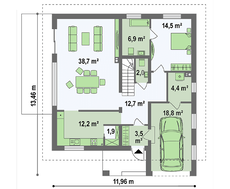 Класичний проект з мансардою та з гаражем