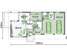 Проект сучасного двоповерхового будинку з гаражем в прибудові