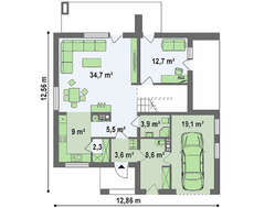 Привабливий проект двоповерхового котеджу з гаражем на одну машину