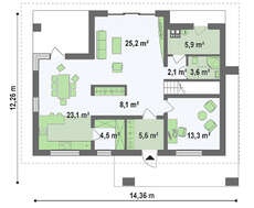 Проект приємного будинку з мансардою в сталевому стилі