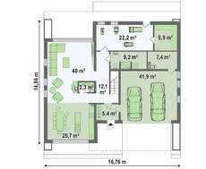 Проект заміського двоповерхового будинку з плоскою покрівлею