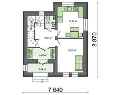 Компактний двоповерховий котедж до 80 m²
