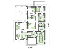 Проект одноповерхового будинку з великою терасою