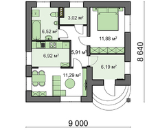 Проект компактного одноповерхового заміського будинку площею 60м2
