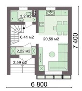 План невеликого заміського будинку площею 60м2