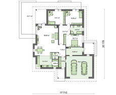 Проект одноповерхового будинку з еркером площею 248 кв.м.