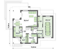 Проект красивого будинку з мансардою та гаражем