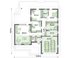Проект одноповерхового котеджу з кутовою терасою