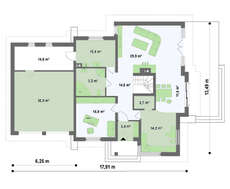 Проект будинку з гаражем для двох машин і терасою