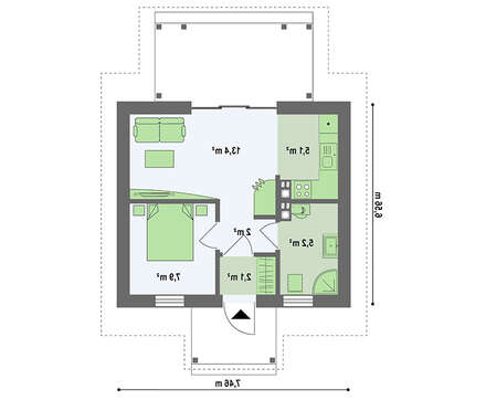 Проект затишного котеджу 35 m²