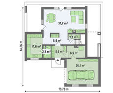 Проект стильного сучасного котеджу з мансардою