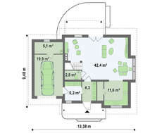 Проект котеджу площею 150 кв.м з гаражем на одну машину