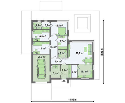 Проект одноповерхового будинку з панорамними вікнами