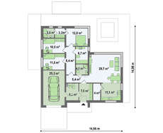 Проект одноповерхового будинку з панорамними вікнами