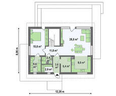 Проект будинку 9 на 12 з мансардою