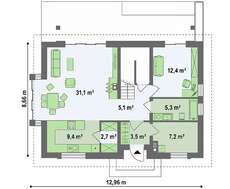 Проект невеликого привабливого котеджу для вузької ділянки