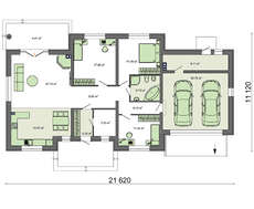 Проект одноповерхового будинку з великим гаражем