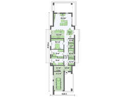 Одноповерховий котедж в стилі кубізму для вузької ділянки