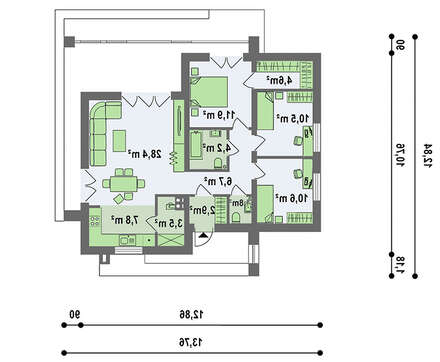 Проект невеликого одноповерхового будинку з плоскою покрівлею