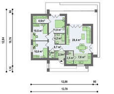 Проект невеликого одноповерхового будинку з плоскою покрівлею