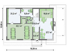 Стильний проект котеджу з просторою терасою над гаражем