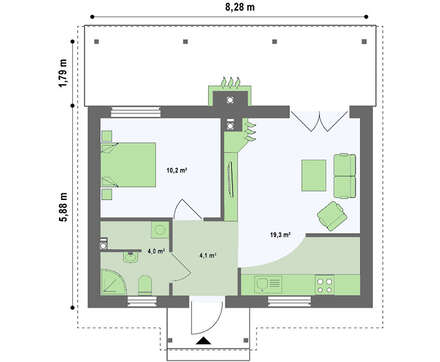 Проект невеликого бюджетного одноповерхового будинку з дерев'яним фасадом