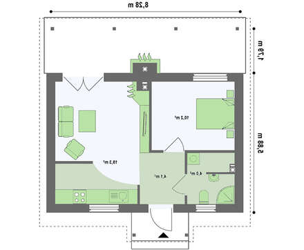Проект невеликого бюджетного одноповерхового будинку з дерев'яним фасадом