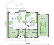 Проект двоповерхового заміського котеджу 9 на 14