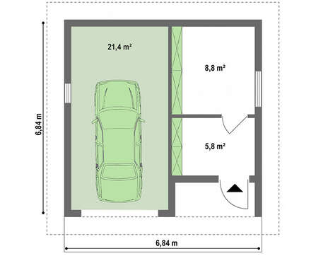 Гараж на 1 машину з господарським приміщенням і горищем